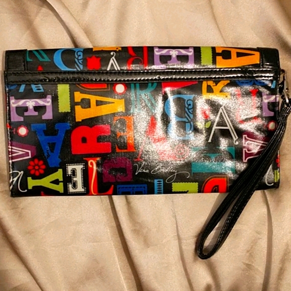 Vera Bradley Patent Leather Multi Colored Logo Clutch - Picture 2 of 8